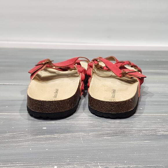Alexis Bendel Sandal Red Slip On Cork Style Crisscross Flats Buckle Size 11 - Picture 5 of 8